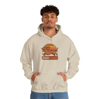 Dachshund Retro 70s Sunset Hoodie - Classic Fit Fleece Pullover - Unisex White