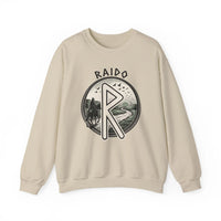 Raido Rune Journey Sweatshirt - Heavy Blend Classic Fit Crewneck - Unisex White