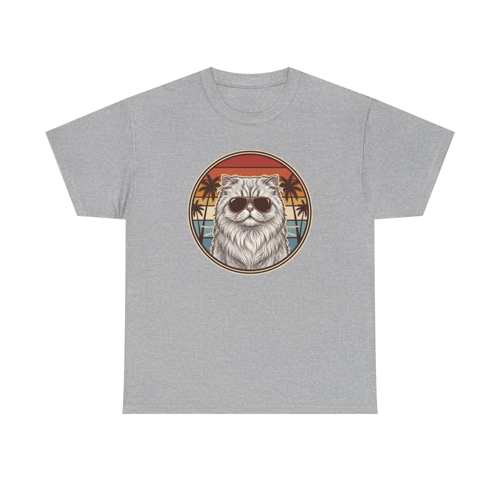 Persian Cool Cats 70s Sunset Aviators T-Shirt - Heavy Cotton Classic Fit Tee - Unisex White
