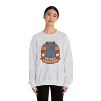 British Shorthair Retro Sunset Cat Sweatshirt - Heavy Blend Fleece Crewneck - Unisex White