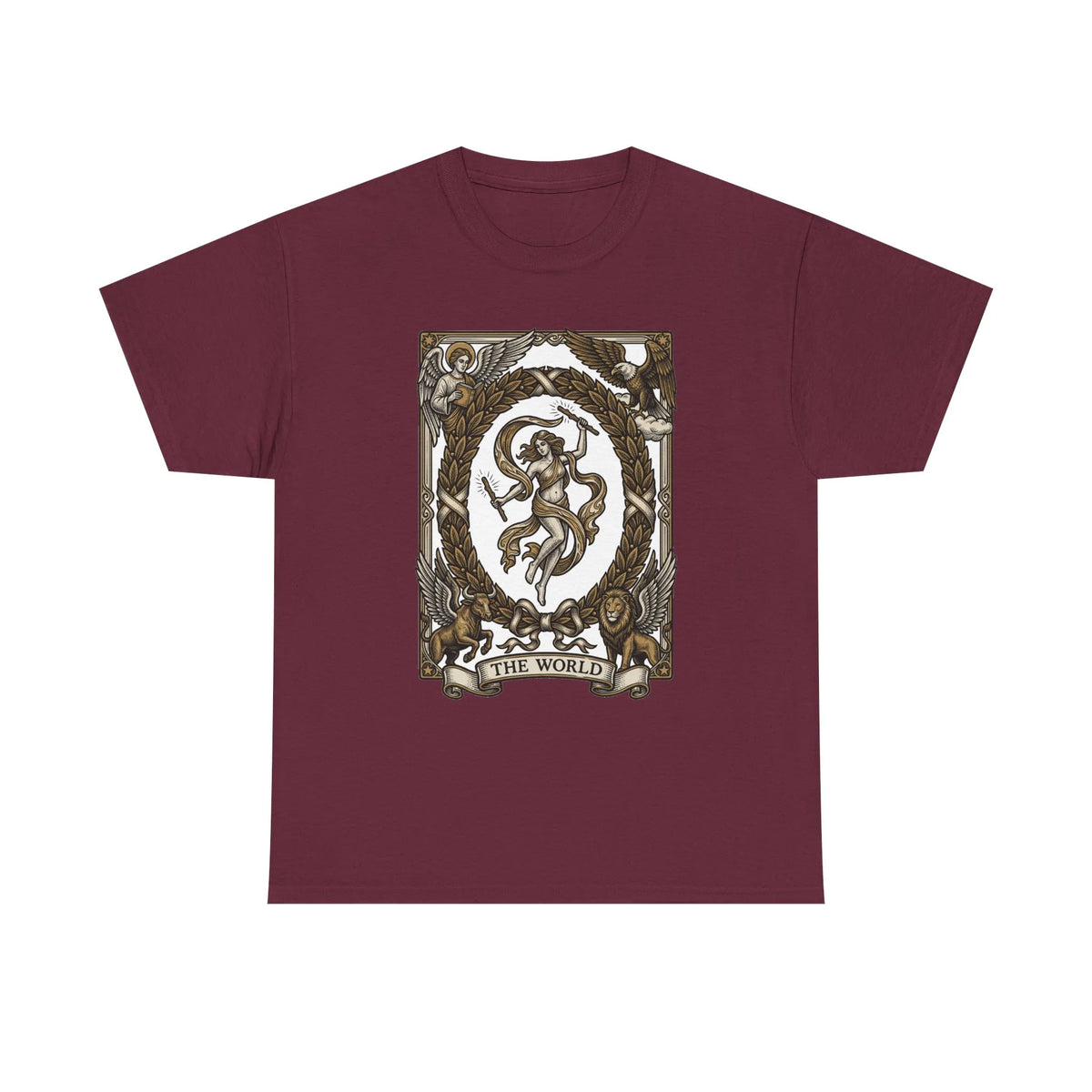 The World Tarot Card Graphic T-Shirt - Heavy Cotton Classic Fit Tee - Unisex White