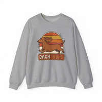 Retro 70s Sunset Dachshund Sweatshirt - Heavy Blend Cotton Blend Crewneck - Unisex White