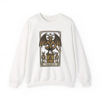 Devil Tarot Card Graphic Sweatshirt - Heavy Blend Fleece Crewneck - Unisex White