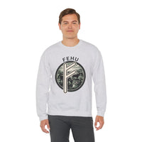 Fehu Rune Wealth Graphic Sweatshirt - Heavyweight 50/50 Fleece Crewneck - Unisex White