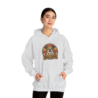 Bulldog Retro 70s Sunset Hoodie - Heavy Blend Fleece Pullover - Unisex White