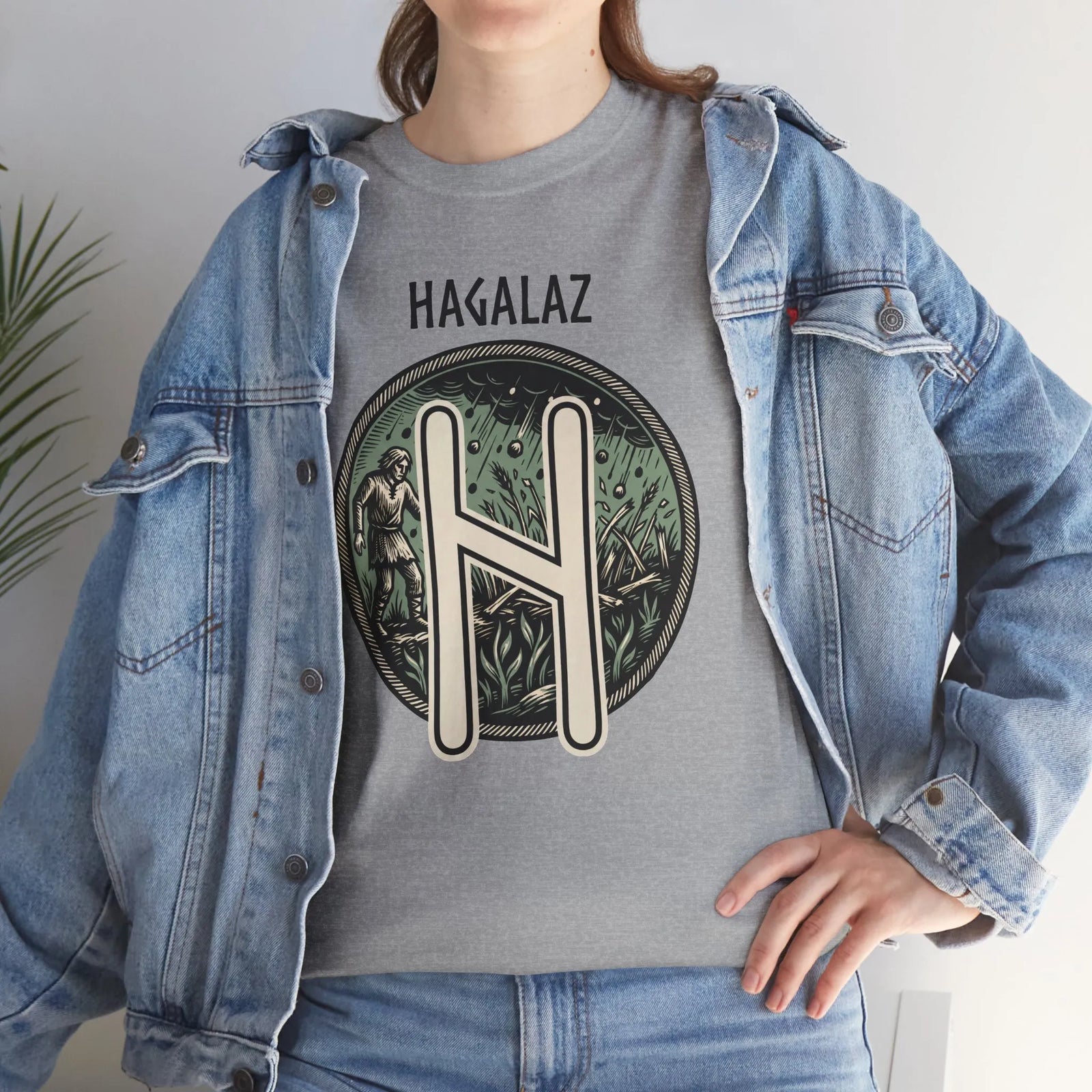 Hagalaz Rune Nordic Graphic T-Shirt - Heavy Cotton Classic Fit Tee - Unisex White