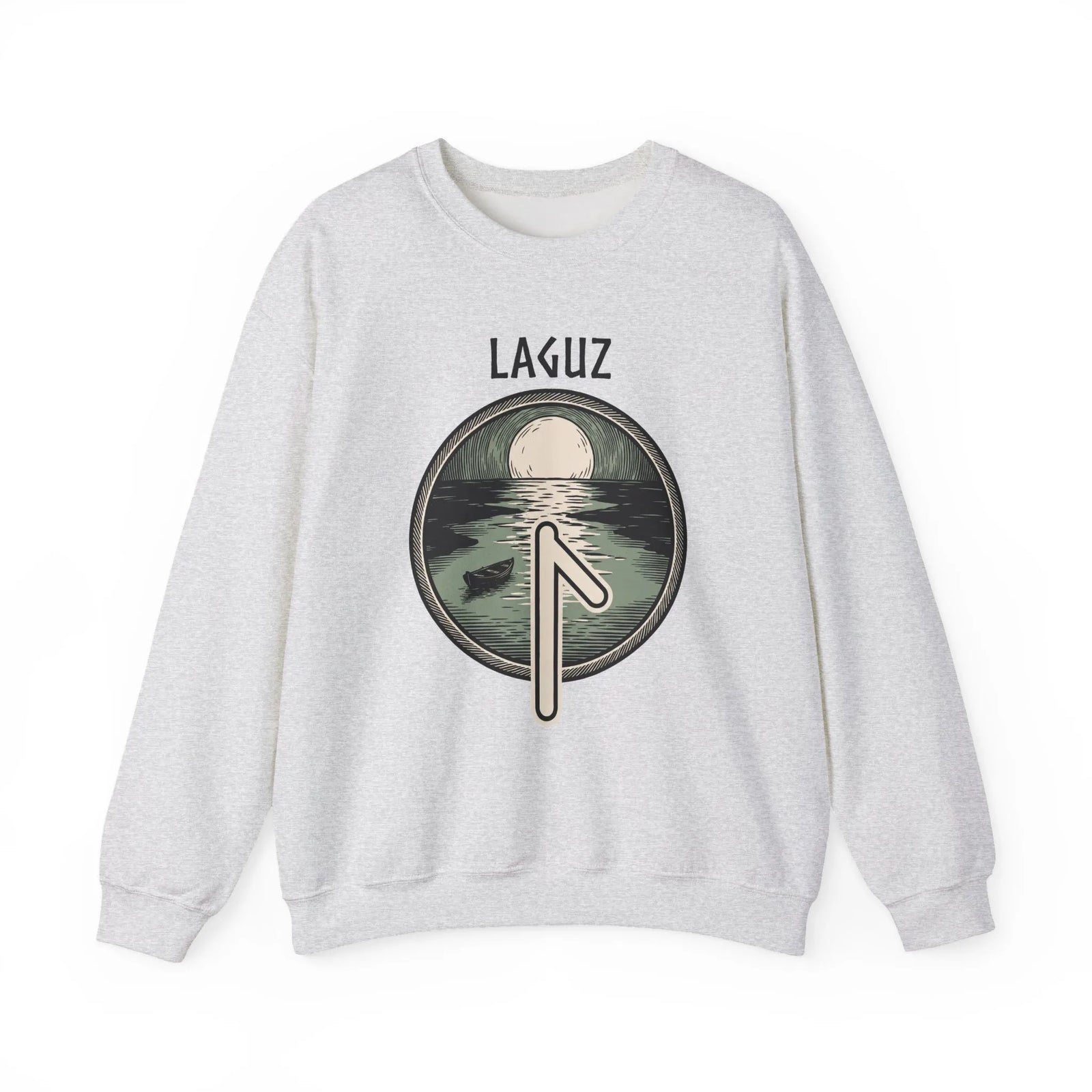 Laguz Rune Water Lifeblood Sweatshirt - Heavy Blend Fleece Crewneck - Unisex White