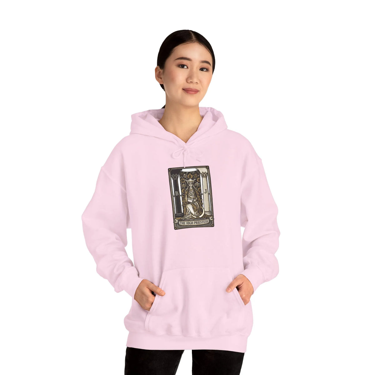 High Priestess Tarot Card Hoodie - Heavy Blend Fleece Pullover - Unisex White