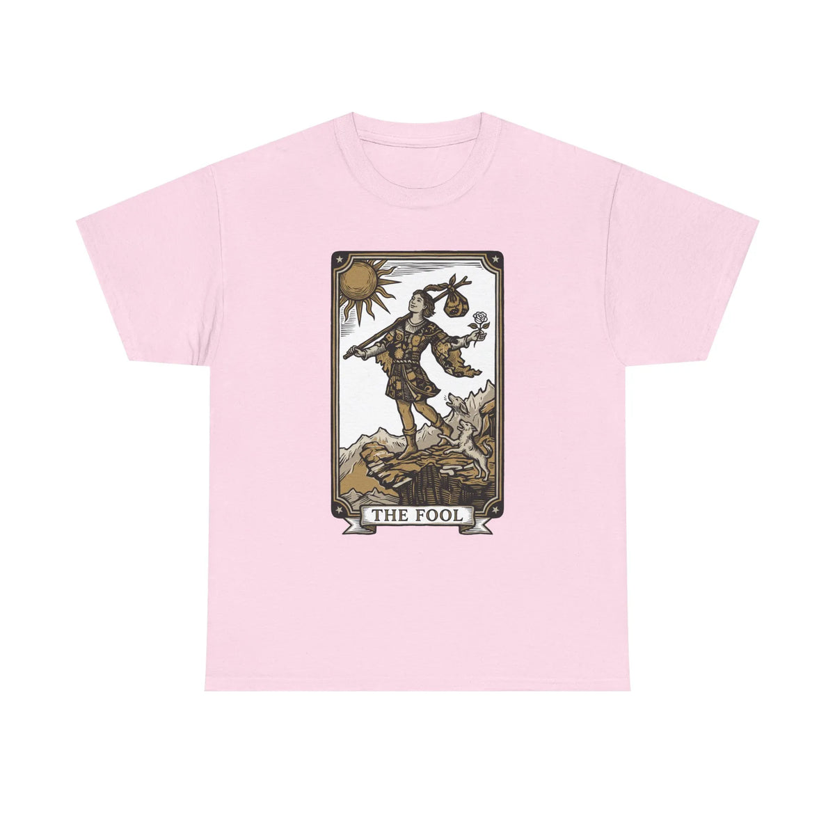 The Fool Tarot Card Graphic T-Shirt - Heavy Cotton Classic Fit Tee - Unisex White