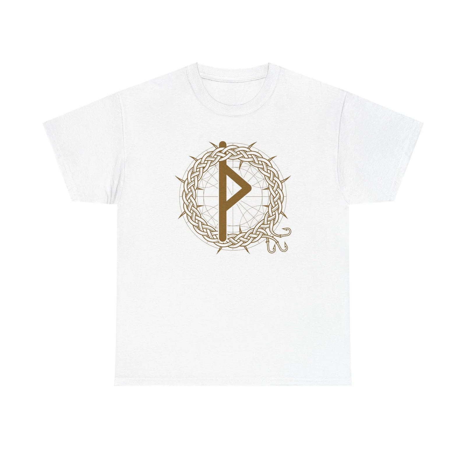 Thurisaz Rune Symbol T-Shirt - Heavy Cotton Classic Fit Tee - Unisex White