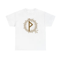 Thurisaz Rune Symbol T-Shirt - Heavy Cotton Classic Fit Tee - Unisex White