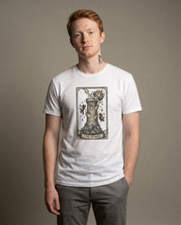 The Tower Tarot Card Graphic T-Shirt - Heavy Cotton Classic Fit Tee - Unisex White