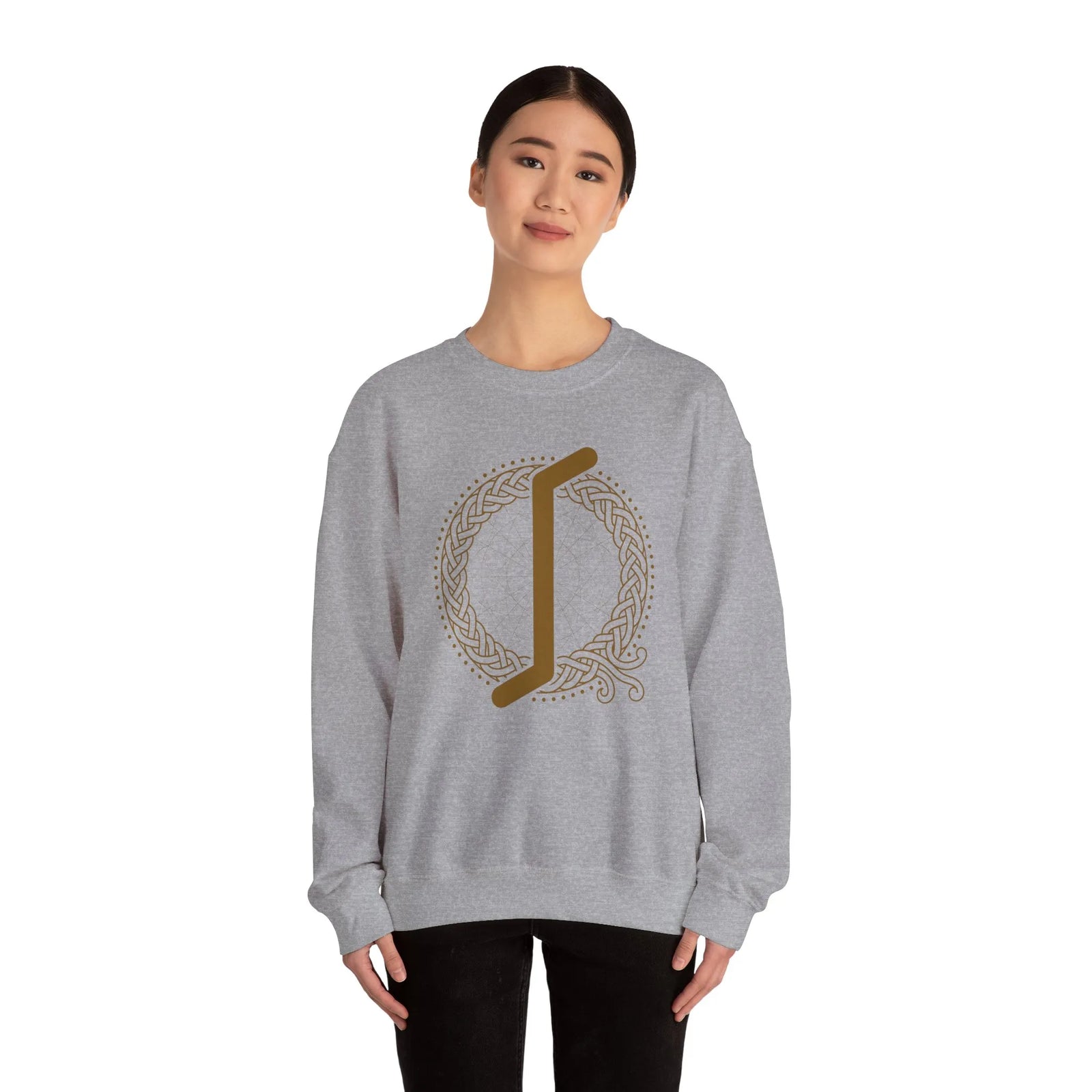 Eihwaz Yew Rune Symbol Sweatshirt - Heavy Blend Fleece Crewneck - Unisex Ash