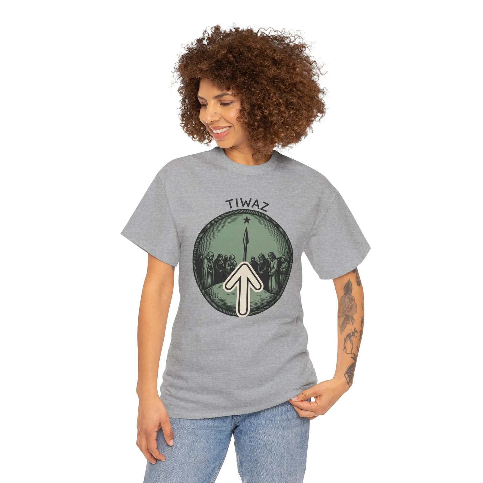 Tiwaz Rune Graphic T-Shirt - Heavy Cotton Classic Fit Tee - Unisex White