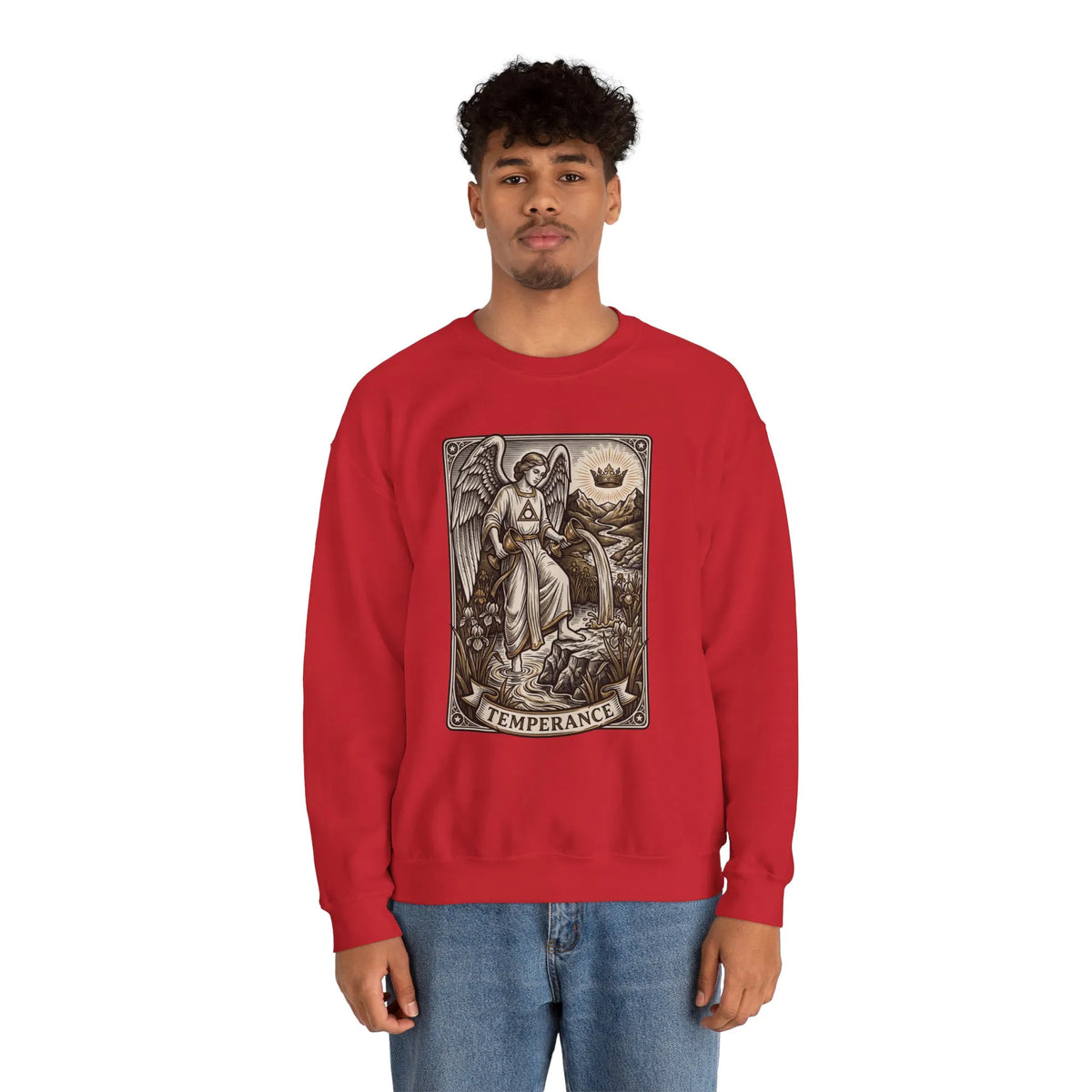 Temperance Tarot Card Angel Sweatshirt - Heavy Blend Fleece Crewneck - Unisex White