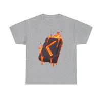 Kenaz Rune Torch Flame T-Shirt - Heavy Cotton Classic Fit Tee - Unisex White