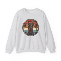 Doberman 70s Sunset Aviators Sweatshirt - Heavy Blend Fleece Crewneck - Unisex White
