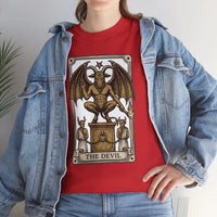 The Devil Tarot Card Graphic T-Shirt - Heavy Cotton Classic Fit Tee - Unisex White