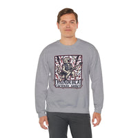 Heavy Metal Rocker Cat Sweatshirt - Heavy Blend Fleece Crewneck - Unisex White