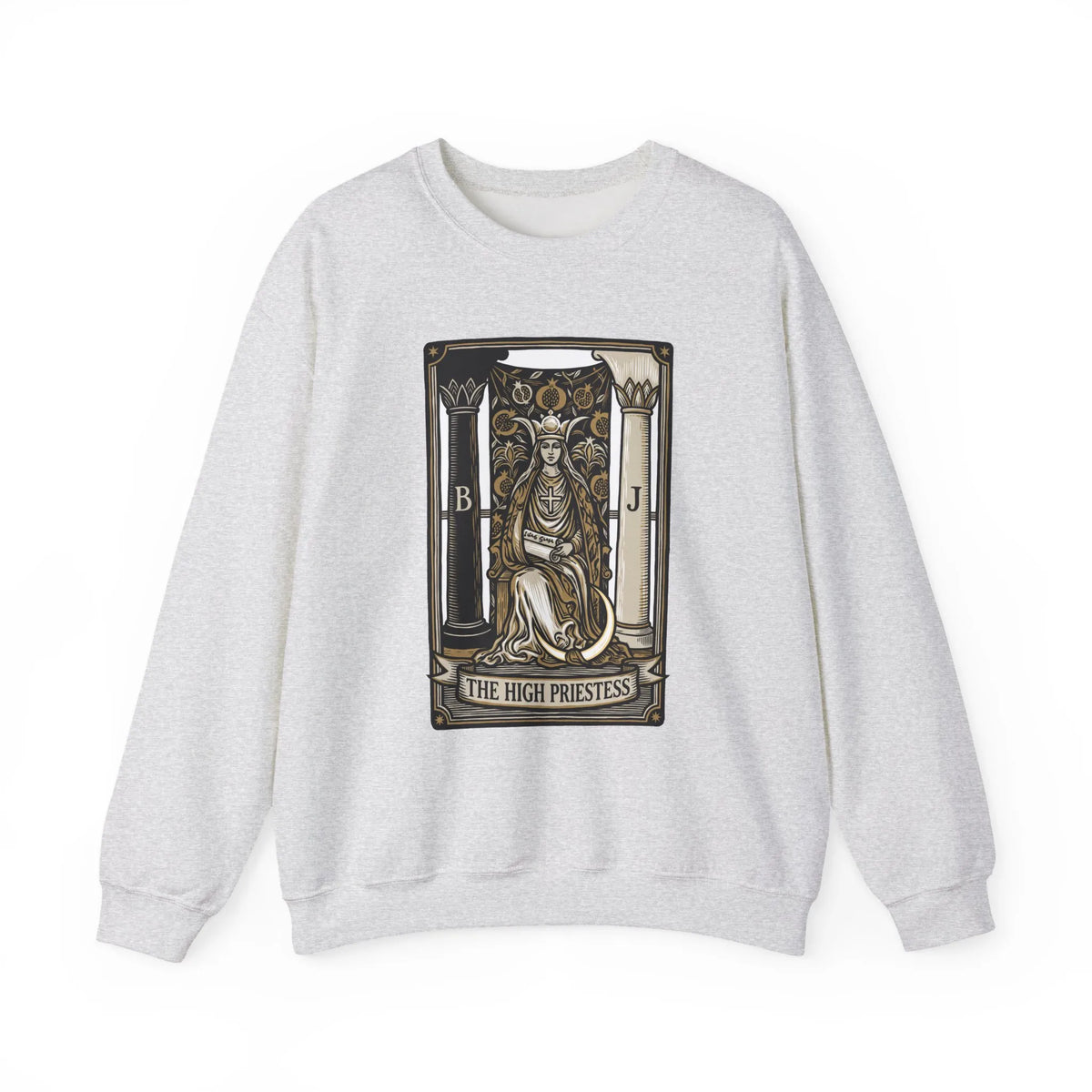 The High Priestess Tarot Card Sweatshirt - Heavy Blend Fleece Crewneck - Unisex White