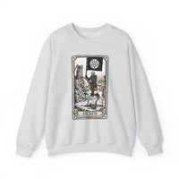 Tarot Death Card Graphic Sweatshirt - Heavy Blend Classic Fit Crewneck - Unisex White
