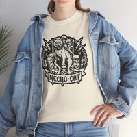 Rocker Cat Skull Throne Graphic T-Shirt - Heavy Cotton Classic Fit Tee - Unisex White