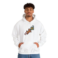 8-Bit Pixel Gaming Dog Fetch Quest Hoodie - Medium Heavy Blend Fleece Pullover - Unisex Off White