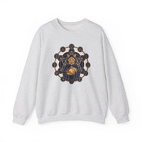 Sacred Geometry Alchemist Cat Sweatshirt - Heavy Blend Fleece Crewneck - Unisex White