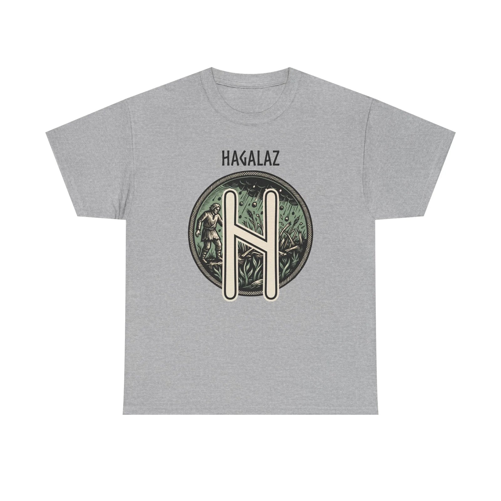 Hagalaz Rune Nordic Graphic T-Shirt - Heavy Cotton Classic Fit Tee - Unisex White