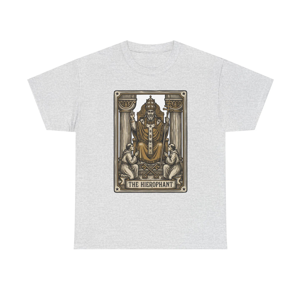 Hierophant Tarot Card Graphic T-Shirt - Heavy Cotton Classic Fit Tee - Unisex White
