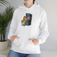 8-Bit Pixel Gaming Dogs Hoodie - Soft Cotton Blend Pullover Fleece - Unisex White