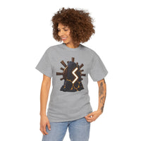 Sowulo Sun Ray Rune Graphic T-Shirt - Heavy Cotton Classic Fit Crewneck - Unisex White