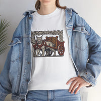 Freyja's Cats Chariot Graphic T-Shirt - Heavy Cotton Classic Fit Tee - Unisex White