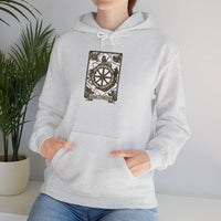 Wheel of Fortune Tarot Card Hoodie - Soft Fleece Blend Pullover - Unisex Off White