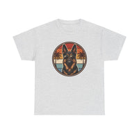 German Shepherd 70s Sunset Aviators T-Shirt - Heavy Cotton Classic Fit Tee - Unisex White