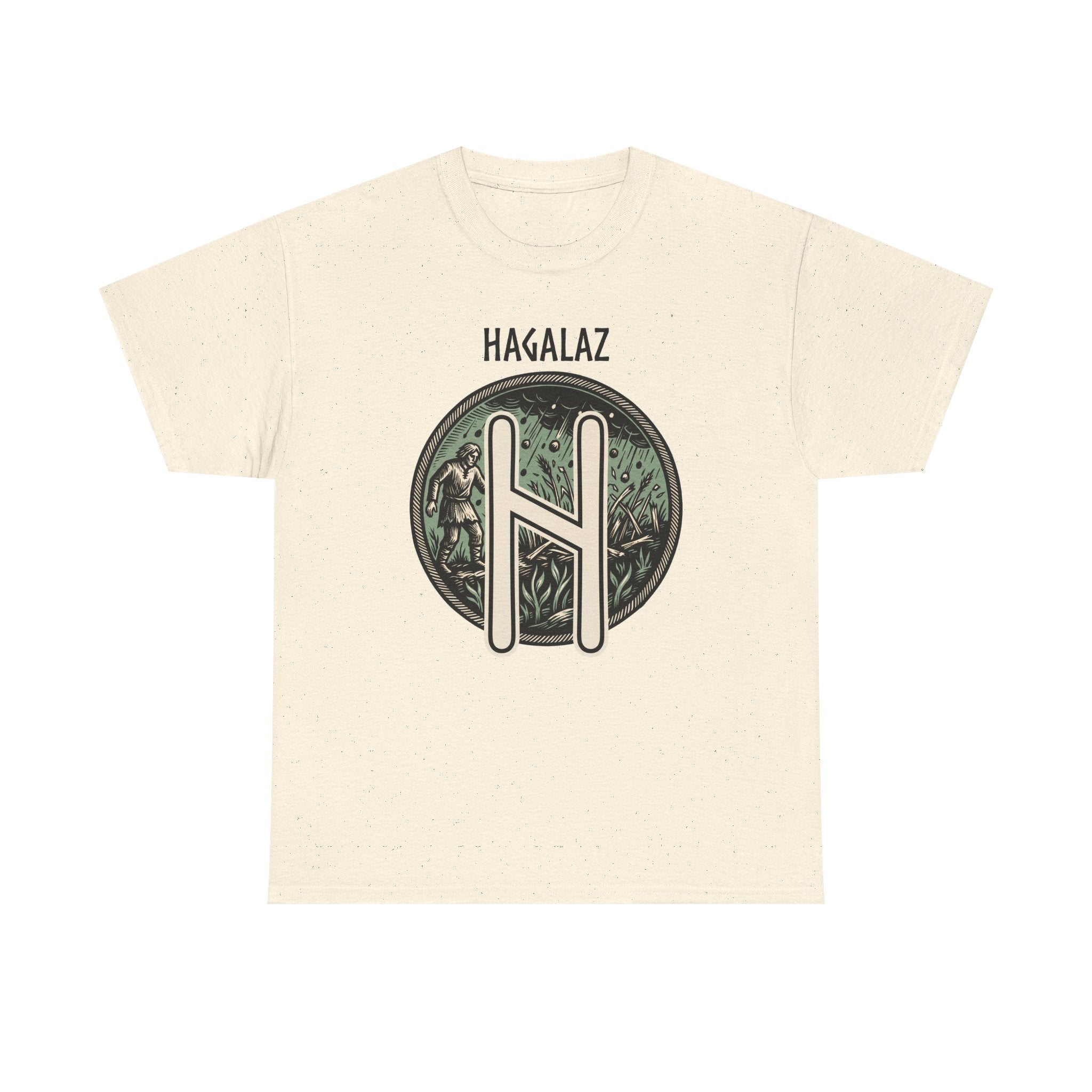Hagalaz Rune Nordic Graphic T-Shirt - Heavy Cotton Classic Fit Tee - Unisex White