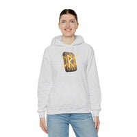 Raido Rune Journey Wheel Hoodie - Soft Cotton Blend Pullover Hooded - Unisex White