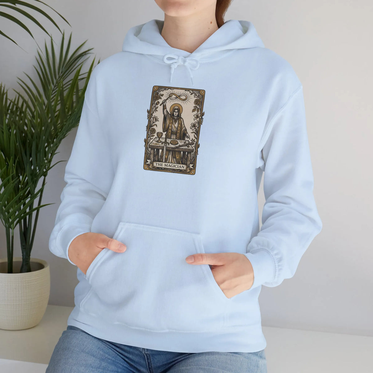 The Magician Tarot Card Hoodie - Cozy Fleece Pullover - Unisex White