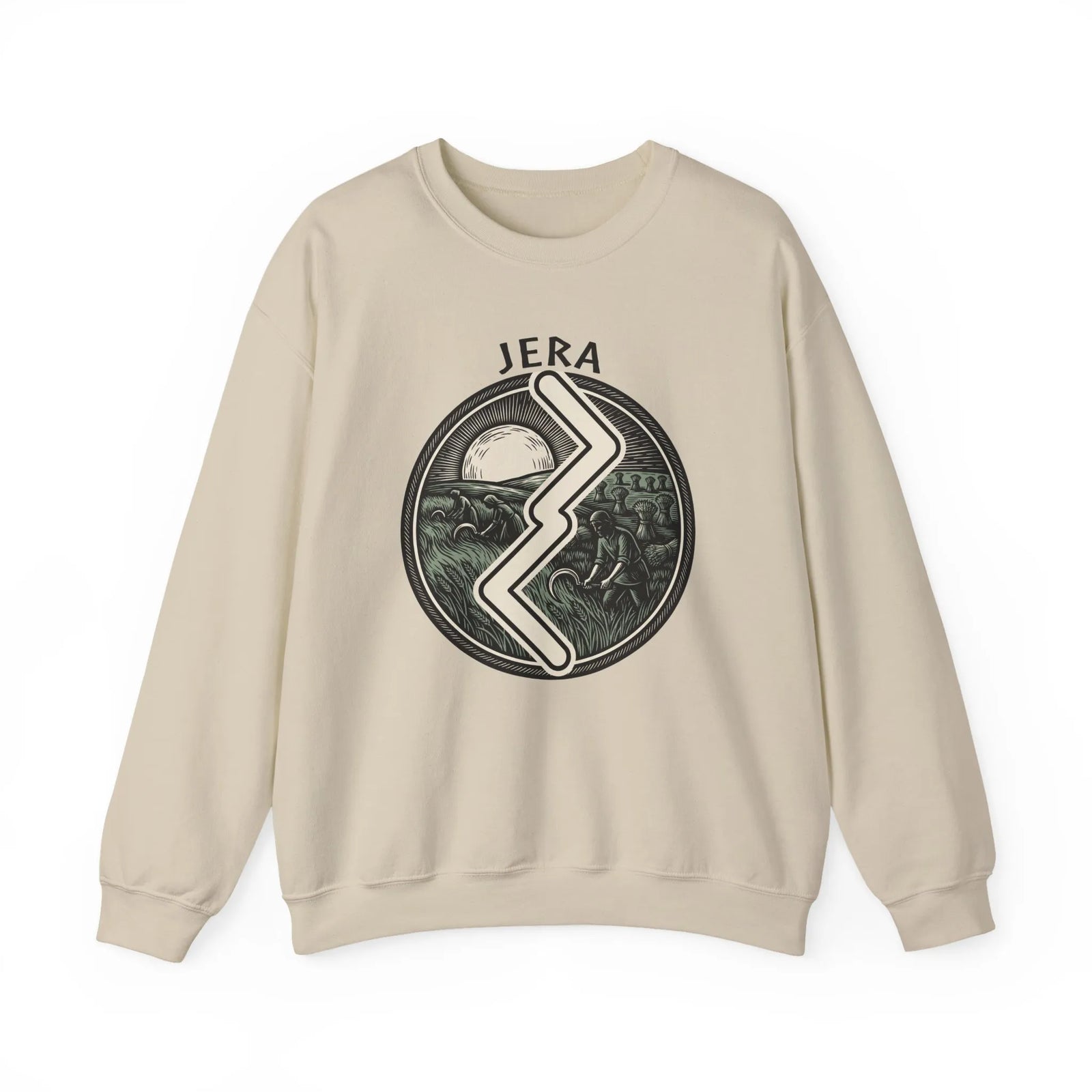 Jera Rune Harvest Field Sweatshirt - Medium Weight Cotton Blend Crewneck - Unisex White