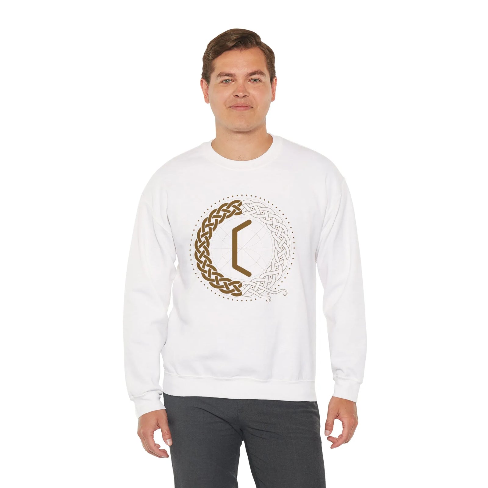 Perthro Rune Norse Mythology Sweatshirt - Heavy Blend Fleece Crewneck - Unisex White