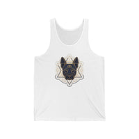 Third Eye Sacred Geometry Spirit Dog Tank Top - Soft Combed Cotton Retail Fit - Unisex White