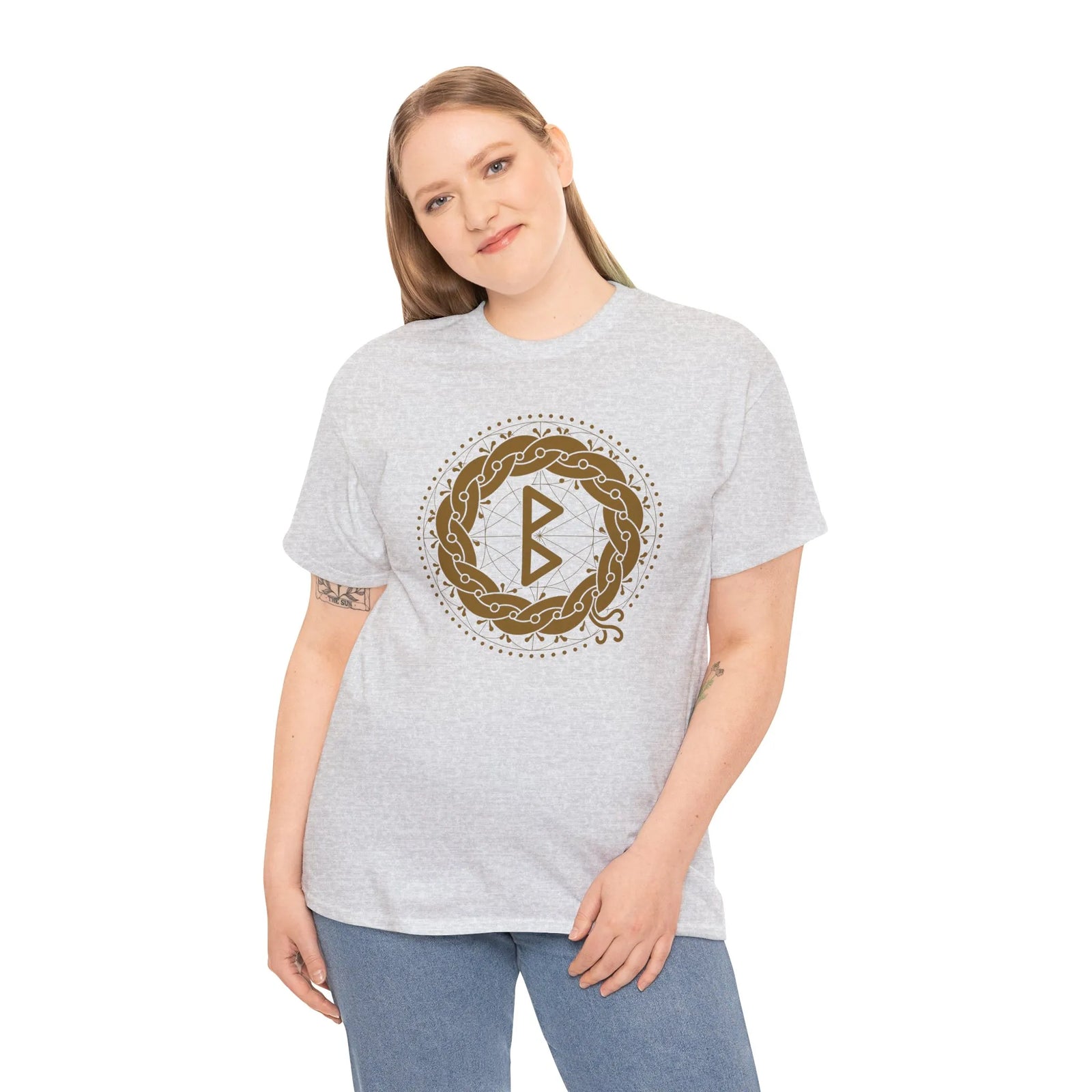 Berkana Rune Earth Mother T-Shirt - Heavyweight Cotton Classic Fit Tee - Unisex White