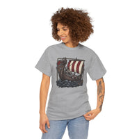Viking Berserker Dogs Longship T-Shirt - Heavy Cotton Classic Fit Tee - Unisex White