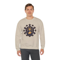 Sacred Geometry Alchemist Cat Sweatshirt - Heavy Blend Fleece Crewneck - Unisex White
