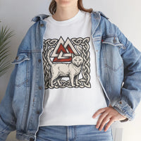 Valknut Cat Freyja's Sacred T-Shirt - Heavy Cotton Classic Fit Tee - Unisex White