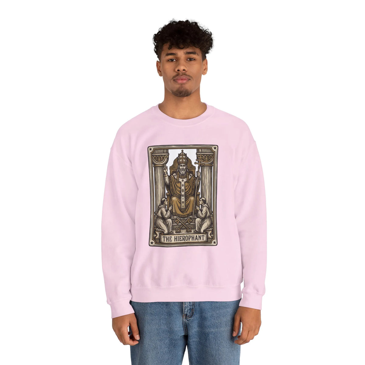 Hierophant Tarot Card Sweatshirt - Heavy Blend Crewneck Fleece - Unisex Ash