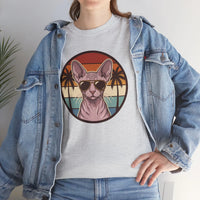 Sphynx Cat 70s Sunset Aviators T-Shirt - Heavy Cotton Classic Fit Tee - Unisex White