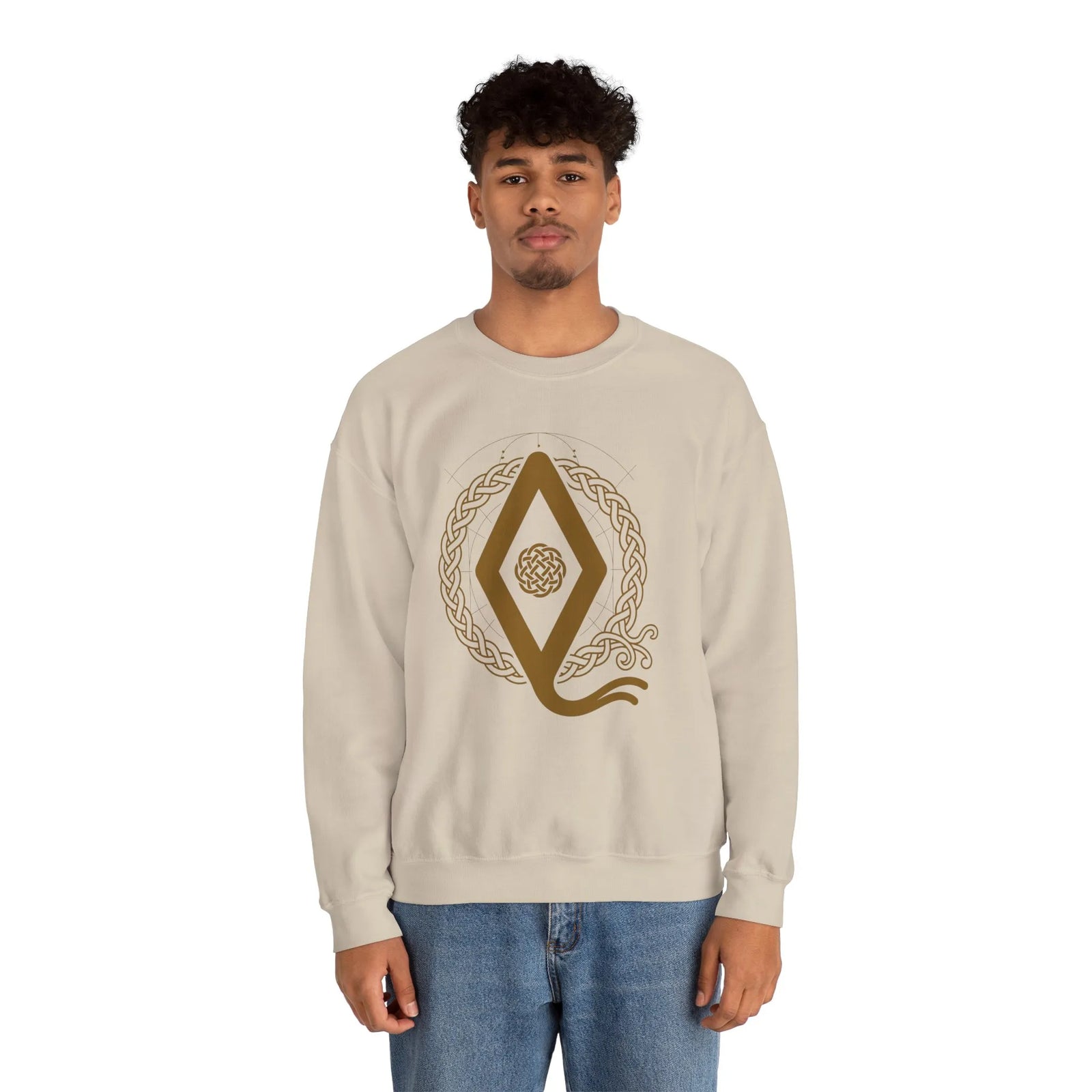 Ingwaz Rune Seed Potential Sweatshirt - Classic Fit Cotton-Poly Crewneck - Unisex White
