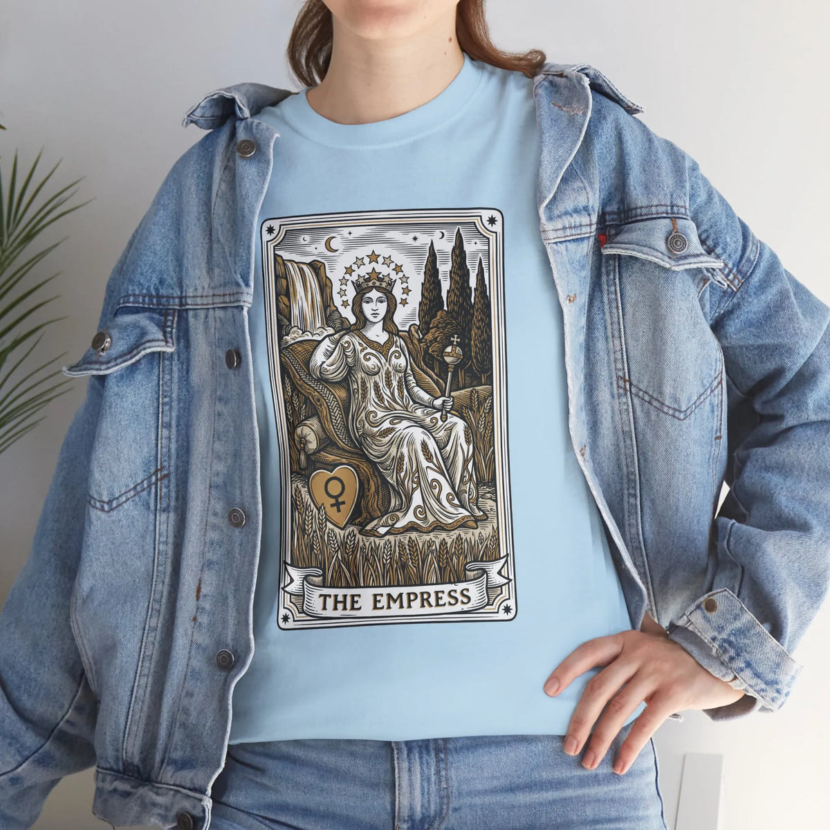 Empress Tarot Card Graphic T-Shirt - Heavy Cotton Classic Fit Tee - Unisex White