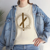 Nauthiz Norse Rune Graphic T-Shirt - Heavyweight Cotton Classic Tee - Unisex White